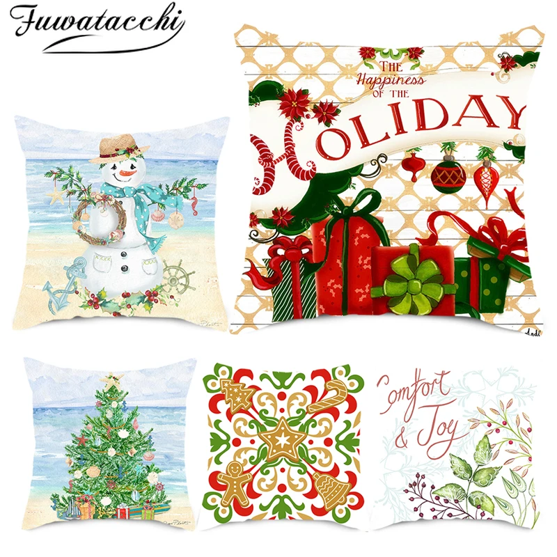 Чехол для подушки с двойной печатью Fuwatacchi чехол в подарок на Рождество дома