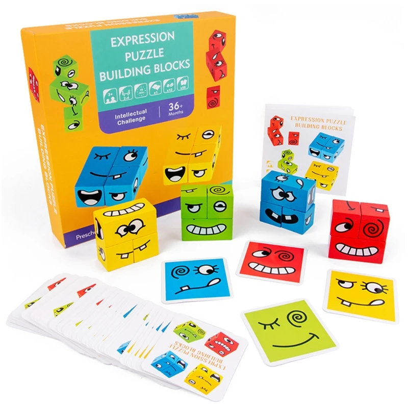 

New Funny Expression Puzzle Colorful Magic Cube Building Blocks Educational Toy