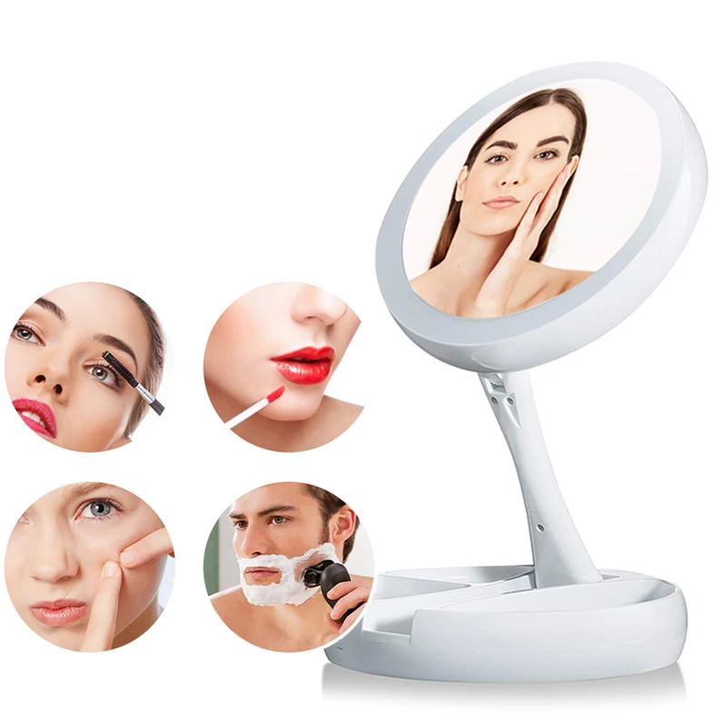 Перезаряжаемый 360 круглый светодиодный светильник зеркало для макияжа