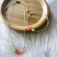 girl jewelry set orange natural stones necklace geen adjustable rope bracelets women aesthetic accessories gift for girlfriend