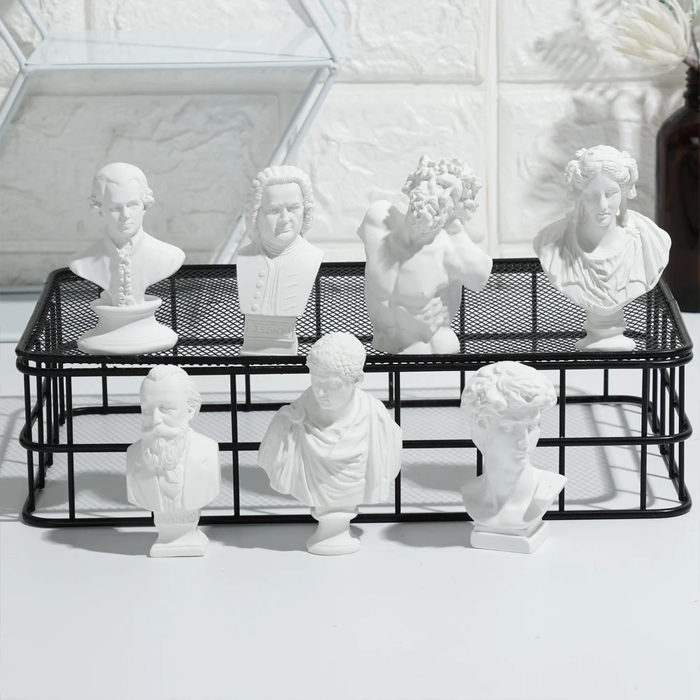 Mini Figurine Celebrities Home Decor Drawing Practice Plaster Statue Famous Sculpture Gypsum Bust Portraits Desktop Ornament | Дом и сад