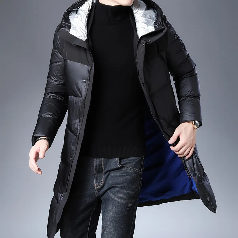 Парка мужская зимняя на гусином пуху черная с капюшоном | Мужская одежда