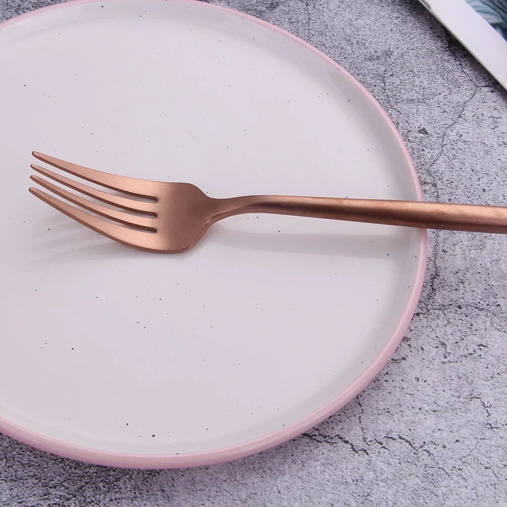 5Pcs/Lot Rose Gold Stainless Steel Cutlery Set Dessert Spoon Flatware Fork Knife Western Tableware Dinnerware | Дом и сад