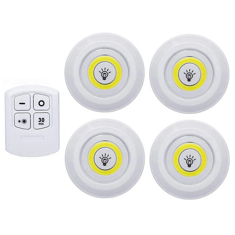1 controller 4 lamp Светодиодный светильник с регулируемой яркостью на батарейках COB Светодиодные шайбы, комплекты одежды, светильники с пультом дистанционного управления, шкаф для одежды ванная - Цвет: 1 controller 4 lamp