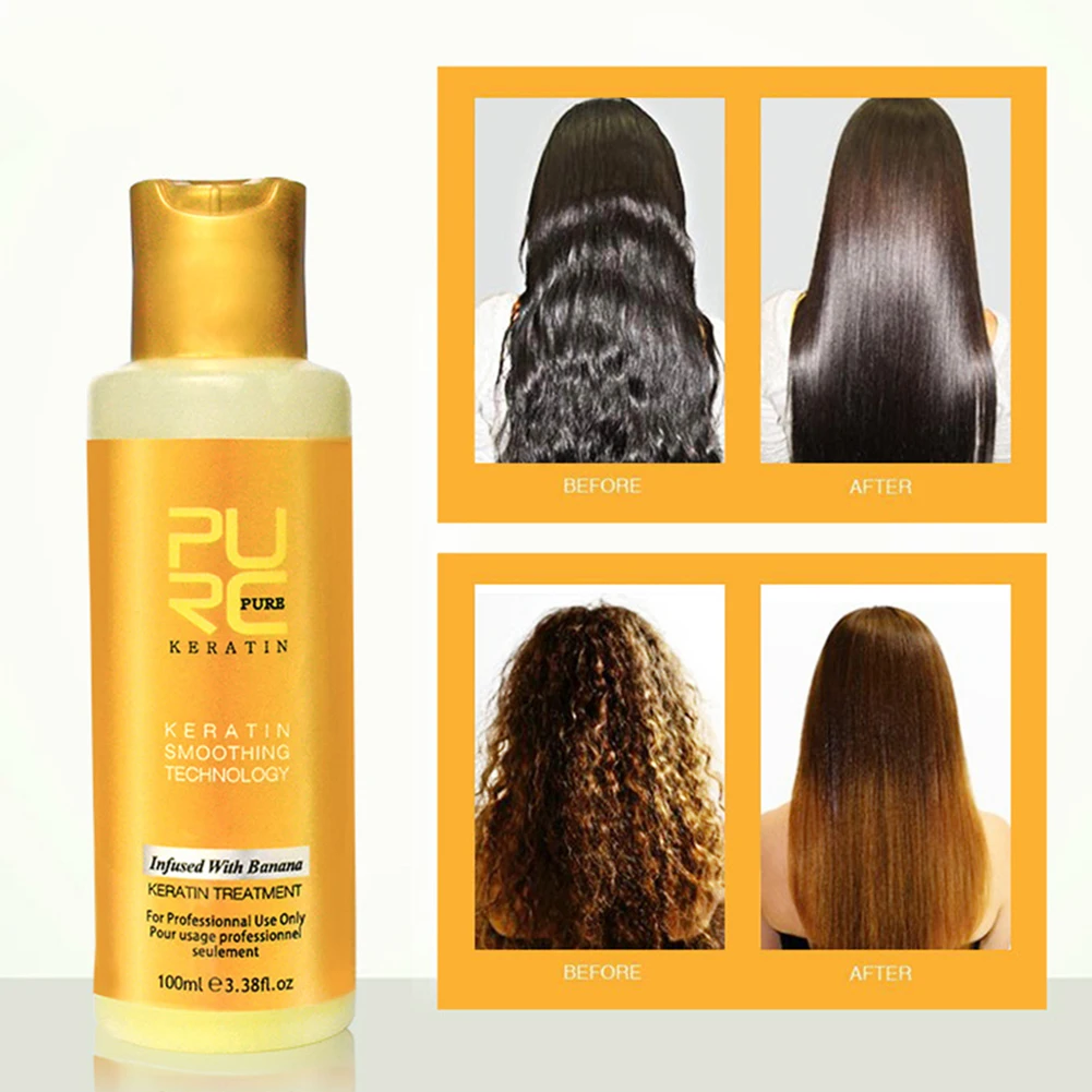 100 мл банан Кератиновое лечение выпрямление волос вьющиеся волосы