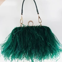 luxury fashion womens bag ostrich fur feather evening bags fashion shoulder chain party wedding banquet day clutches purses