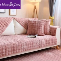 winter simple modern flannel sofa cushion cushion fabric short plush sofa cover non slip