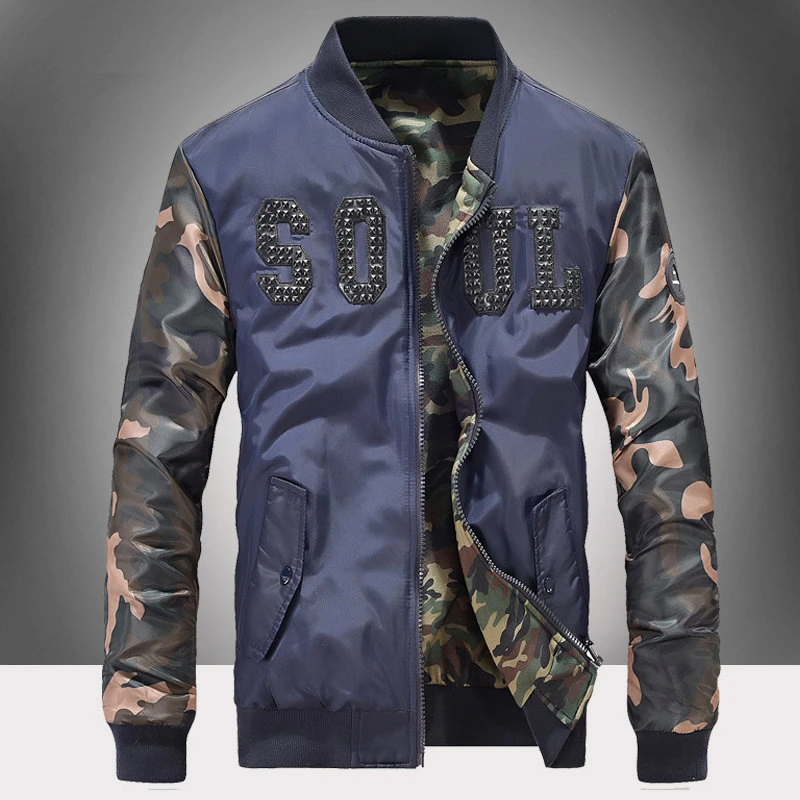 

Streetwear Camouflage Patchwork Jacket Men Fashion Autumn Stand Collar Camo Jackets Coats Slim Fit Outerwear Outdoor Male