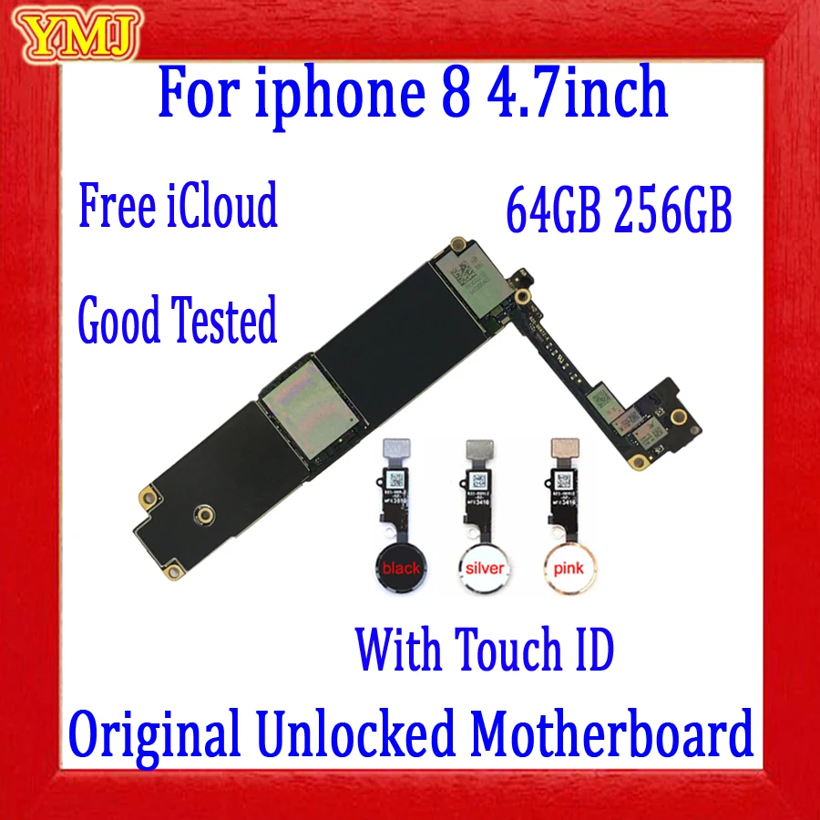 

Good tested motherboard for iphone 8 Motherboard with/Without Touch ID fingerprint,Original unlocked Logic board with IOS System