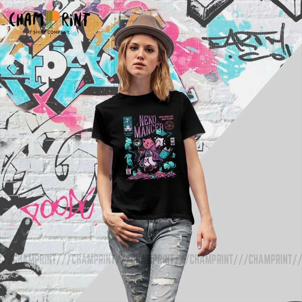 Женская футболка Nekomancer Готическая с надписью Neko Mancer Vaporwave Dead Cats 2019|Футболки| |