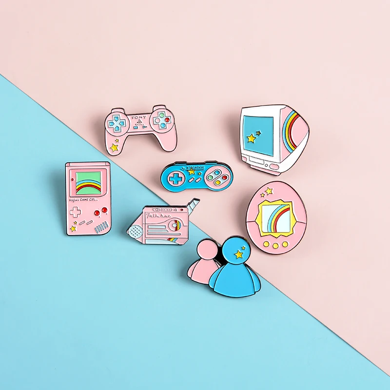 Компьютерная игровая машина портативная игровая консоль цифровой видеомагнитофон группа Броши с пиктограммами и мягкие эмалированные Значки для мужчин и женщин