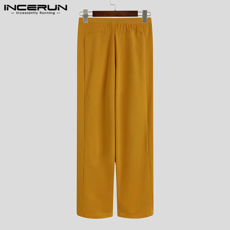 

INCERUN Solid Color Men Casual Pants Joggers Drawstring Comfortable Streetwear Leisure Workout Sweatpants Mens Straight Pants