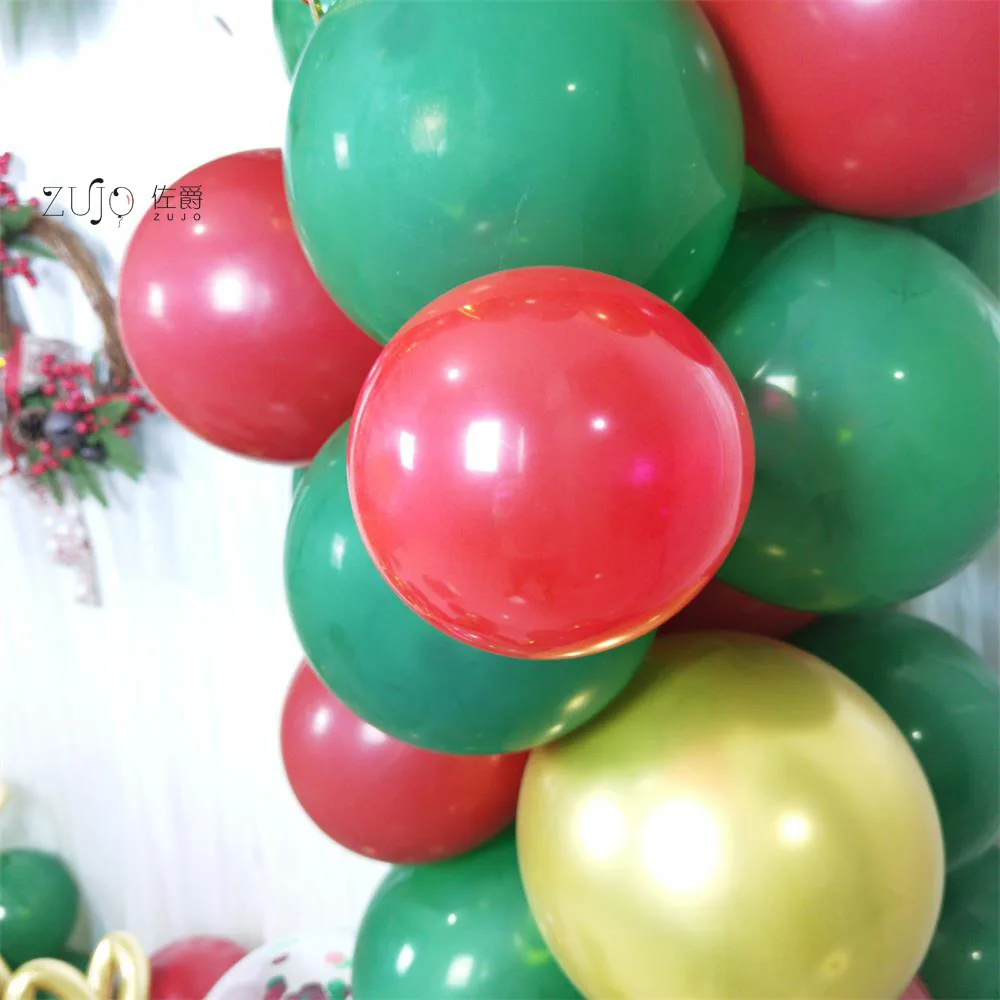 Conjunto de globos de papel rojo y verde para Navidad, adorno para fiesta de navidad-3