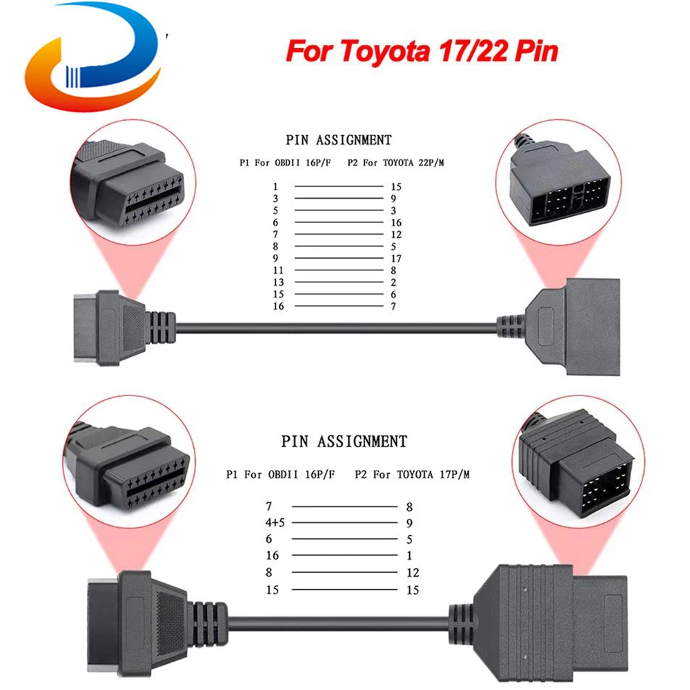 

OBD к OBD2 16Pin разъем адаптера для Toyota 17/22 булавки для мини-vci J2534 Тис Teachstream OBD 2 OBD2 автомобильный диагностический кабель