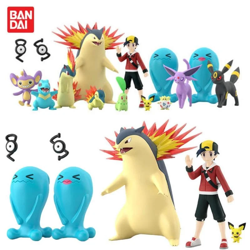 

Bandai original shokugan Pokemon figure Scale World 1:20 Typhlosion Meganium Three sacred anime figure model toys for boys