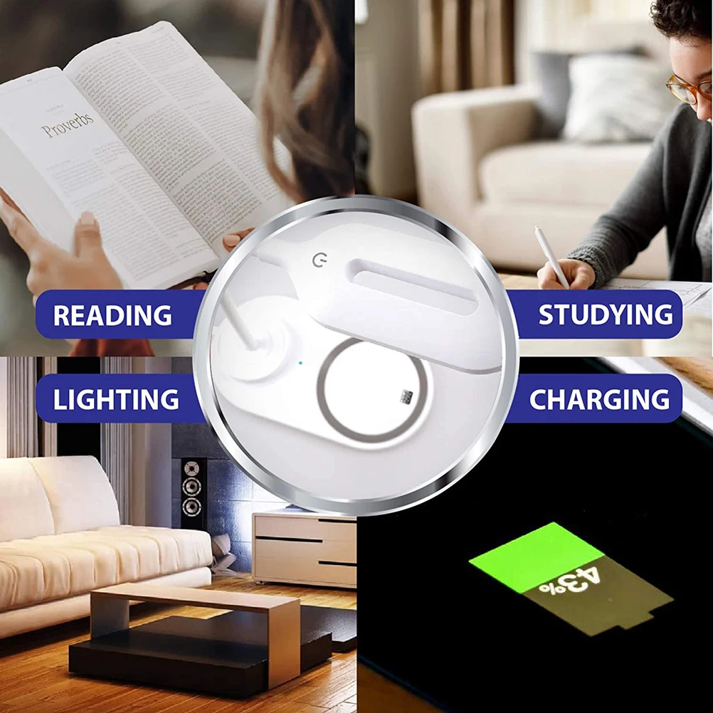 Светодиодная настольная лампа с беспроводным зарядным устройством 3 уровня