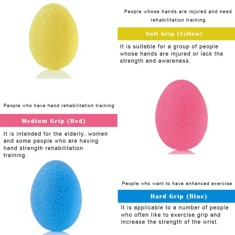 

Silicone Egg-Shape Grip Ball Massage Therapy Grip Ball For Hand Finger Strength Exercise #