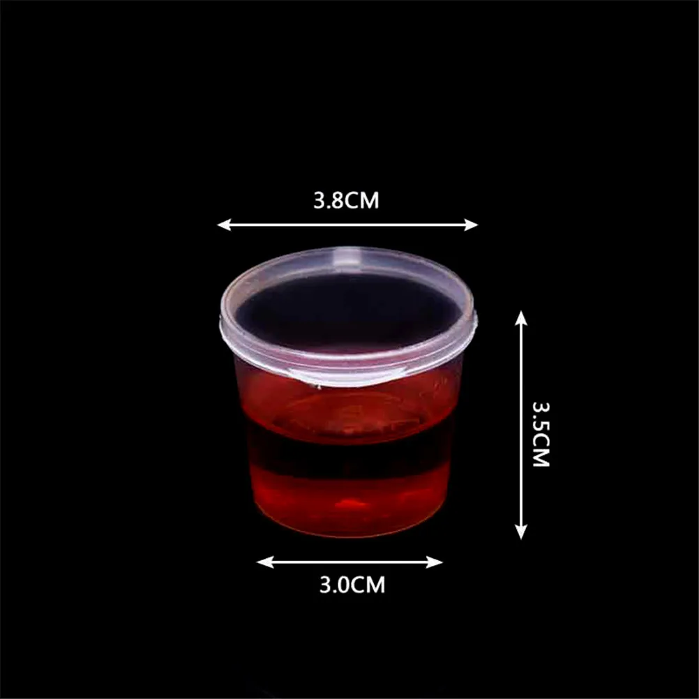 

100Pcs Clear Food Small Sauce Containers Package Box & Lid Portable Disposable Portable Plastic Cups Transparent