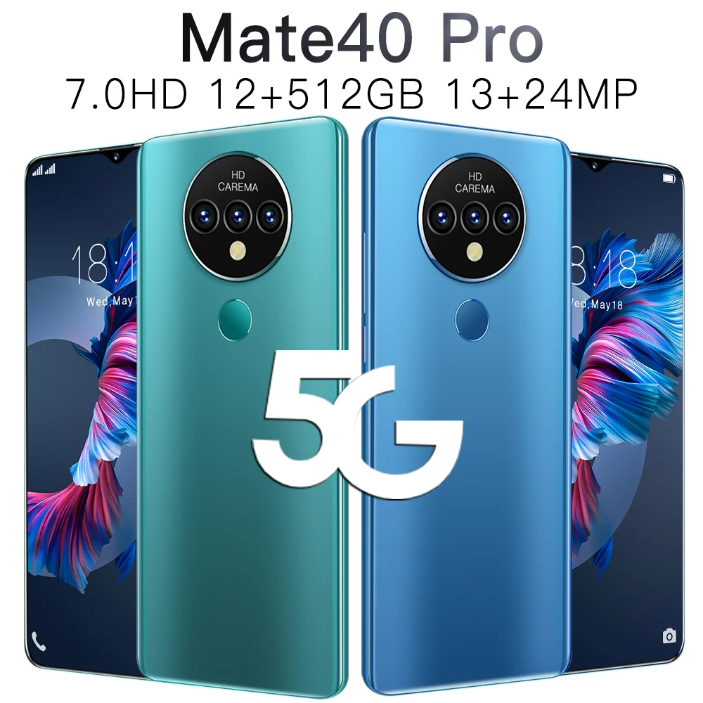 

7.0 Inch Hauwei Mate40 Pro Smartphone Cell Phone MTK6799 12GB+512GB 13MP+24MP 5G Network Mobile Phone Android 10 Global Version