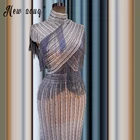 Вечернее платье с высоким воротом вечернее платье 2021 Ленточки бисером туфли со стразами вечерние Haute Couture Платья знаменитостей в Дубае