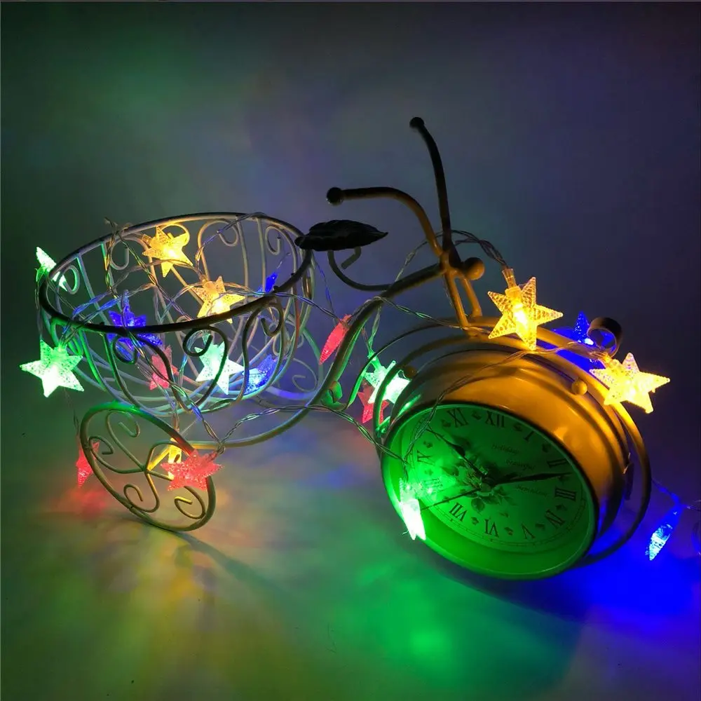 Star Multicolor 10 м 100LED 220 В Рождество Снежинка Звездный шар Гирлянды 6 м 40LED Батарея Вспышка Фея легкие гирлянды для свадьбы декор - Испускаемый цвет: Star Multicolor