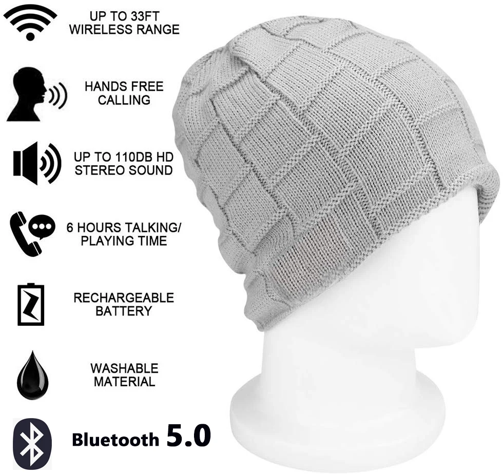 Беспроводной с наушниками, Bluetooth бини шапка, Кепки со съемной Bluetooth гарнитура наушники Динамик Mic Спорт на открытом воздухе шляпа лучшие подарки