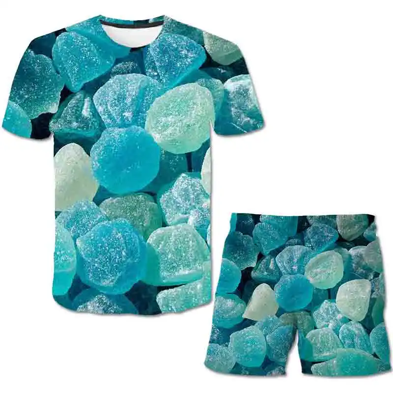 

Summer hot sale Water droplets candy Children Boys Girls polyester print Clothes T Shirt Shorts Clothing Tracksuits Casual Set