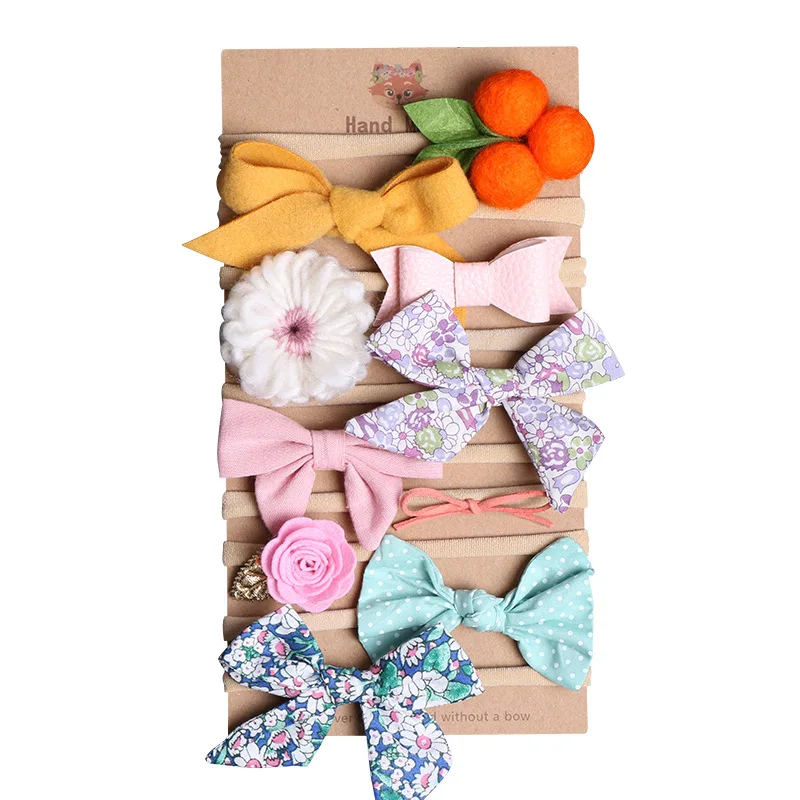 377 10pcs Mery Детская повязка для волос цветок бант эластичный Haarband Infantil Menina повязки на голову Детские Тюрбан аксессуары для новорожденных волос - Цвет: 377 10pcs