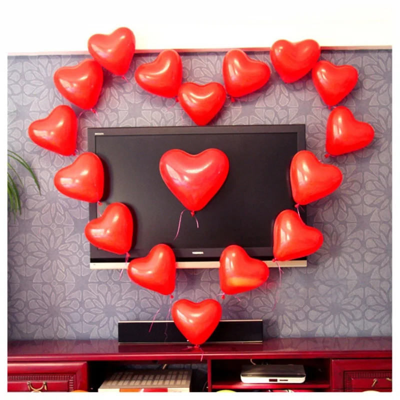 

100 PCS 12" Red Heart Love Latex Balloons Wedding Birthday Party Valentine's Day