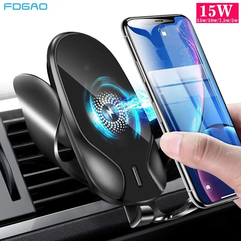 FDGAO 15 Вт Быстрая Зарядка Qi автомобильное беспроводное зарядное устройство