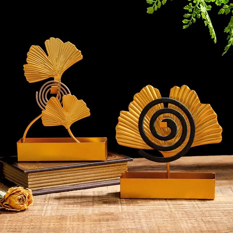 

Summer Mosquito Coil Holder Incense Holder Leaf Design Portable Metal Mosquito Coil Bracket for Home Patio Room Decoration