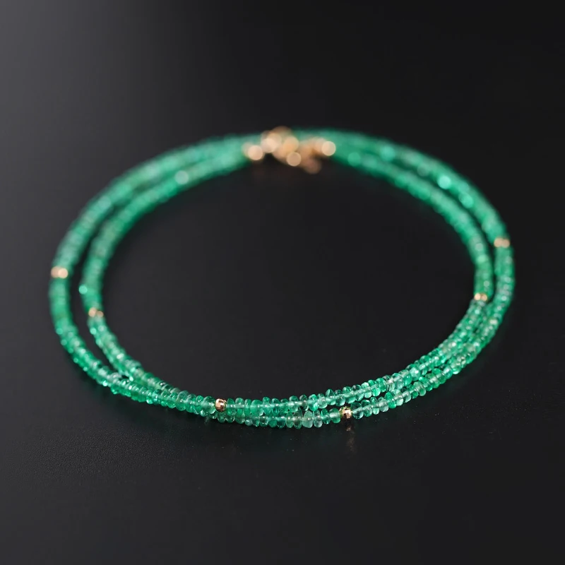 

DAIMI Zambian Natural Emerald Beaded Necklace Female 18k Gold Color Treasure Pendant Gift Customization