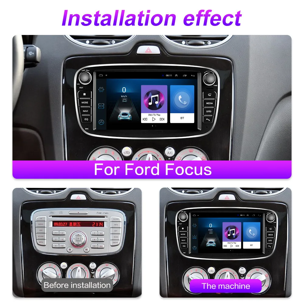 2 Din Android 9 0 автомобильный мультимедийный плеер GPS радио для Ford Focus Kuga S MAX Mondeo MK2 mk3