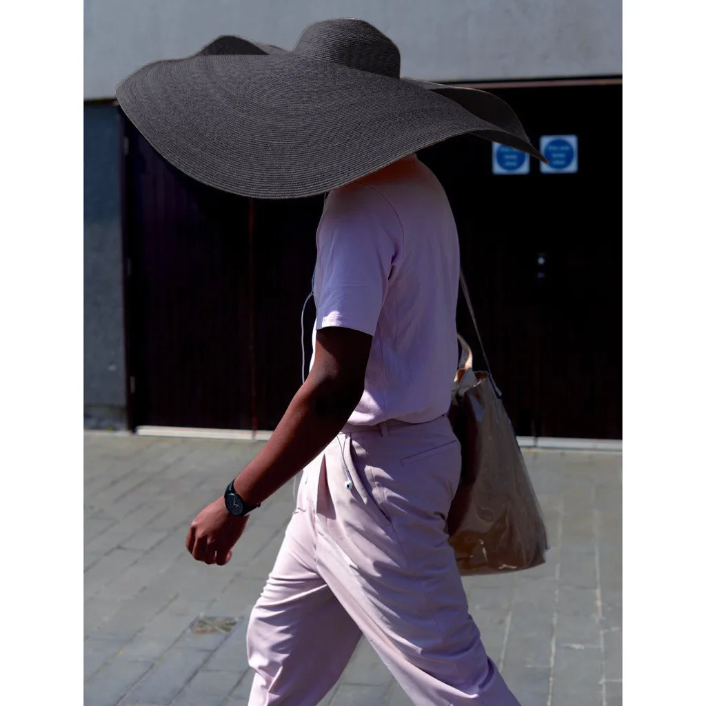 

Fashion Large Wide Sun Hat Beach Anti-uv Sun Protection Foldable Cap Cover Ladies Solid Plain Elegant Wide Brim Hat Female