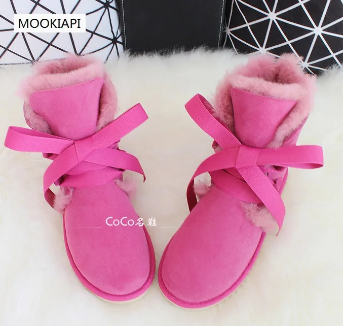 In 2019 Europe's latest high-quality women's snow boots real sheepskin natural wool shoes in the tube free delivery | Обувь