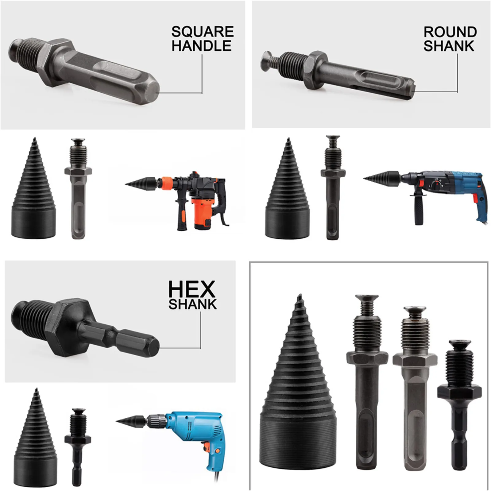 

Wood Splitter Drill Bit 32MM 42MM Black For Household Use Hexagonal Handle Replacement Parts Bits Tools