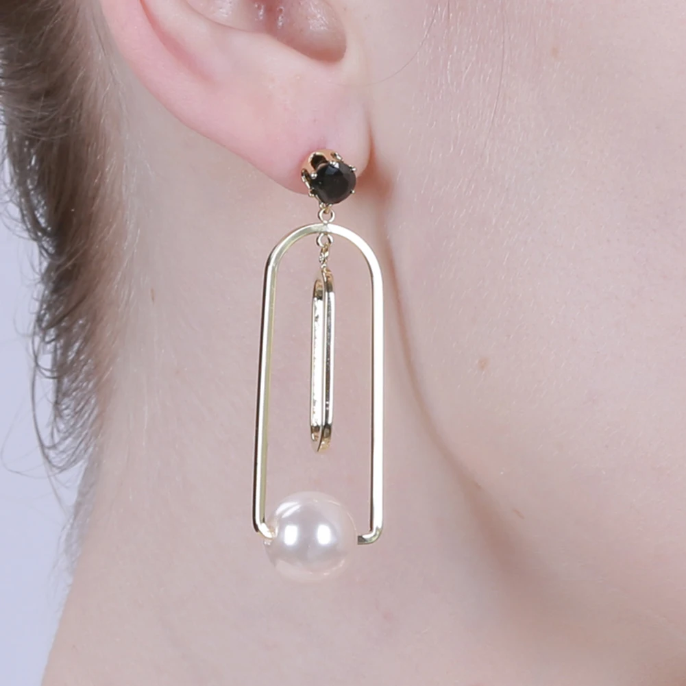 KIVN модные ювелирные изделия геометрические Висячие черные CZ свадебные серьги с