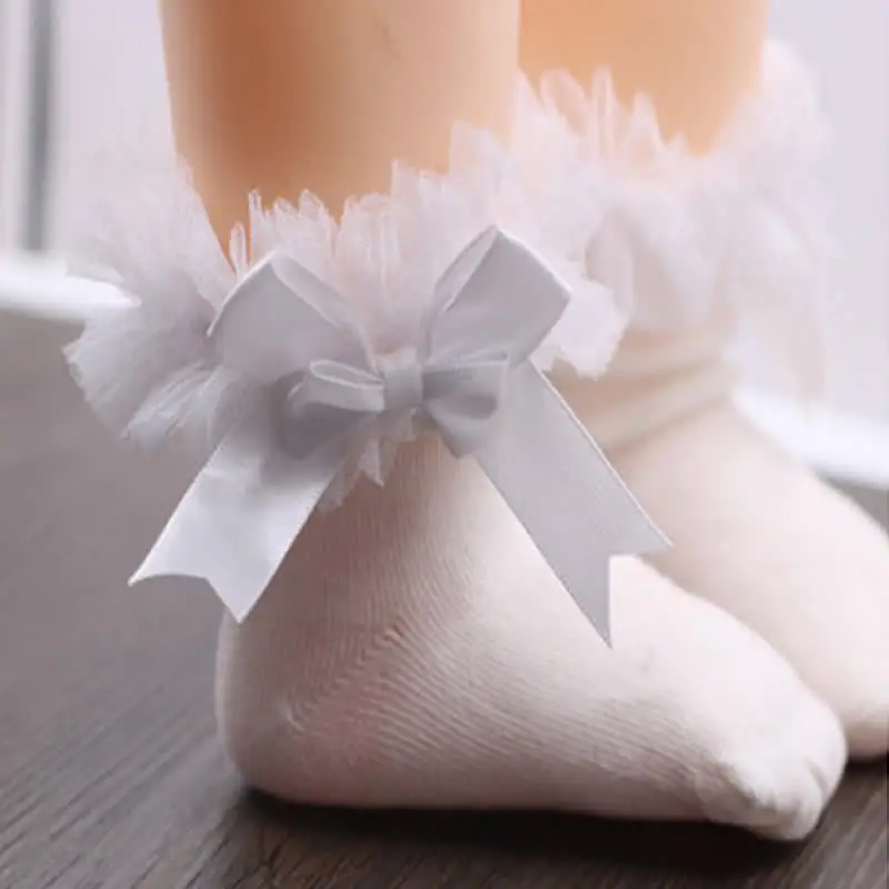 White big lace Гольфы для новорожденных; кружевные чулки принцессы для девочек; сезон весна-осень; Детские хлопковые кружевные колготки принцессы - Цвет: White big lace