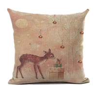 cartoon animal pillowcase christmas decorations for home wild snow elk snowman print sofa car cushion cover