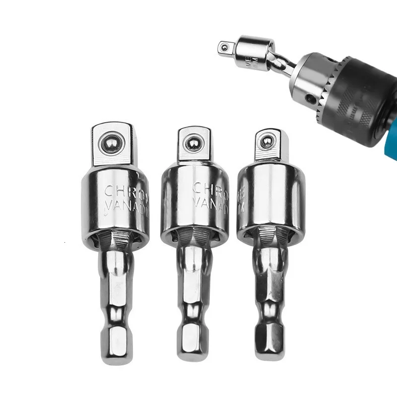 

Electric Drill Socket Adapter for Impact Driver with Hex Shank to Square Socket Drill Bits Rotatable Extension 1/4" 3/8" 1/2"