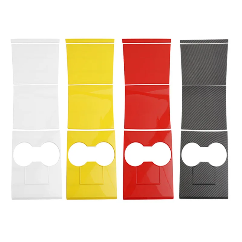 

Yellow Red White 4 Color Carbon fiber pattern ABS Center Cup Holder Console Panel Cover Frame Trim For Tesla Model 3 2017-2020