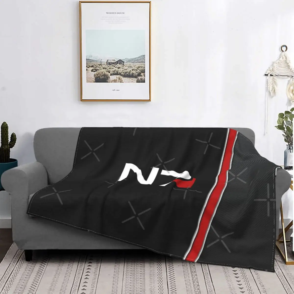 

N7 Mass Effect Emblem Blanket Bedspread Bed Plaid Comforter Beach Cover Thermal Blanket Blankets For Bed