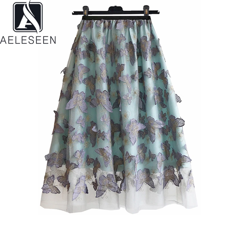 AELESEEN модная женская юбка для подиума 2020 Высококачественная эластичная средней