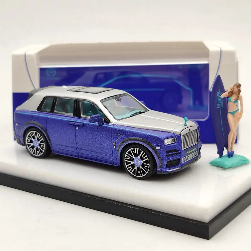 Модель времени 1:64 для Rls ~ Rce SUV CULLINAN Mansory Blue с фигуркой литая модель автомобиля |