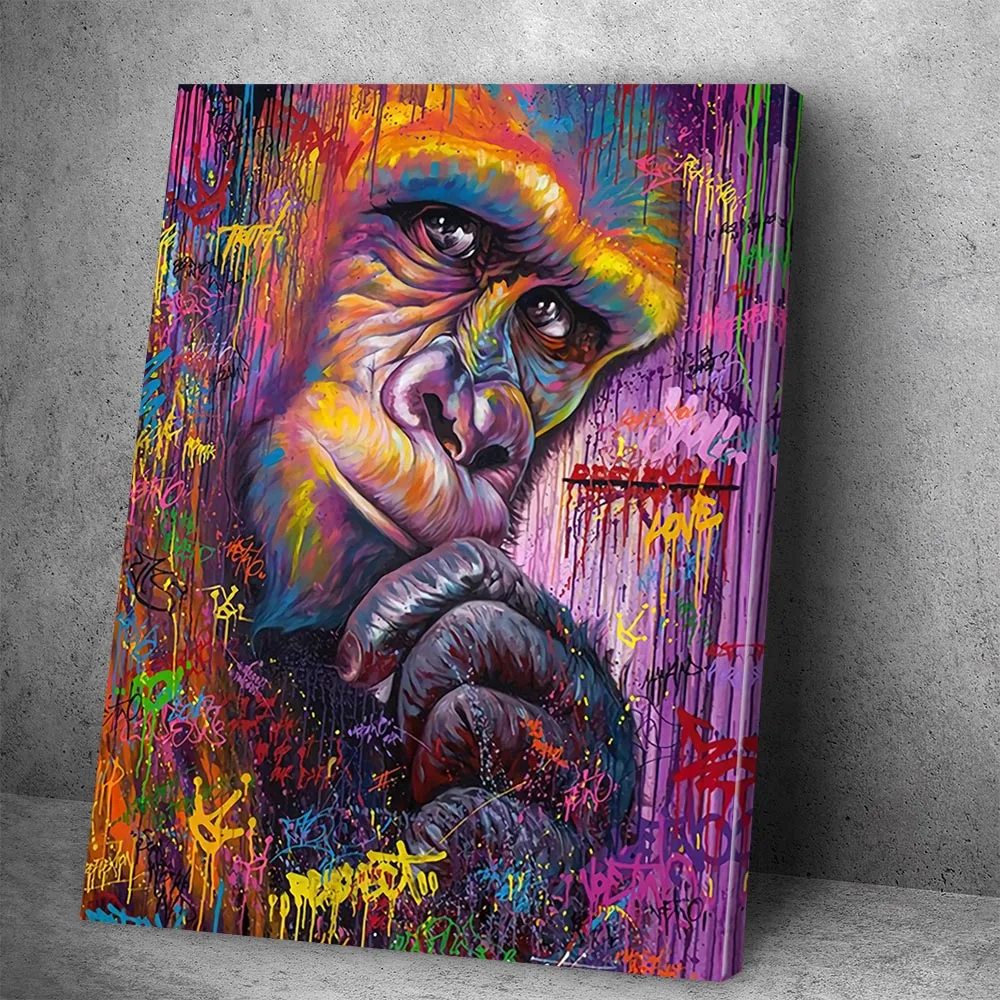 

Canvas Poster Gorilla Doodle Urban Art Wall Art Print Painting Wall Pictures Bedroom Decor Frame
