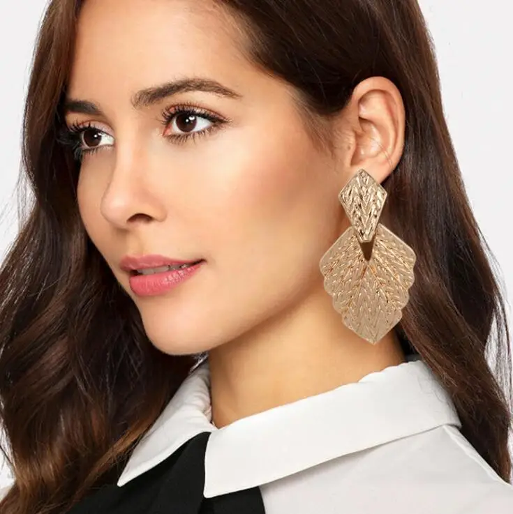 Золотые цветные сращивающиеся пшеничные серьги в форме листа для женщин