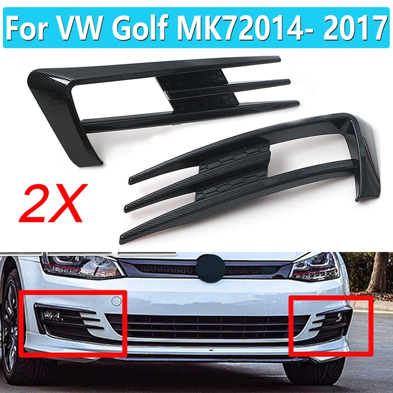 

2Pcs For VW For Golf MK7 2014 2015 2016 2017 ABS Car Front Fog Lamp Eyebrow Wind Knife Cover Trim Fog Light Eyebrow Eye Lid