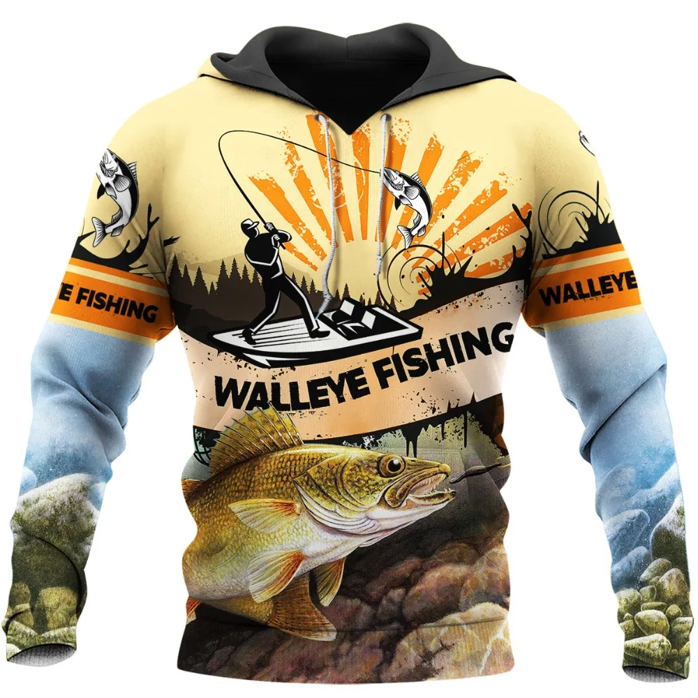 

Fashion Men Hoodie Beautiful Walleye Fishing 3D Printed Harajuku Sweatshirt Unisex Casual Jacket Pullover