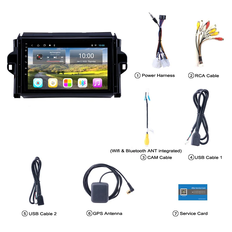 2 Гб ОЗУ 9 дюймов Android 10 GPS автомобильное радио для 2015-2018 TOYOTA FORTUNER Hilux мультимедийный