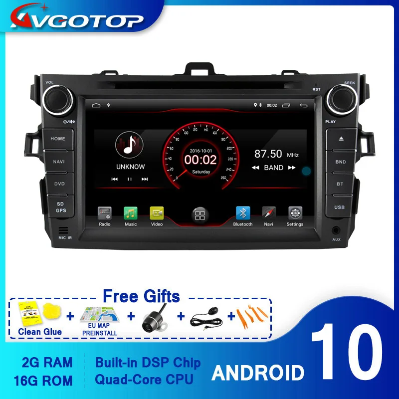 AVGOTOP Android 10 WINCE Bluetooth GPS автомобильное радио мультимедиа для TOYOTA COROLLA 2007 2012